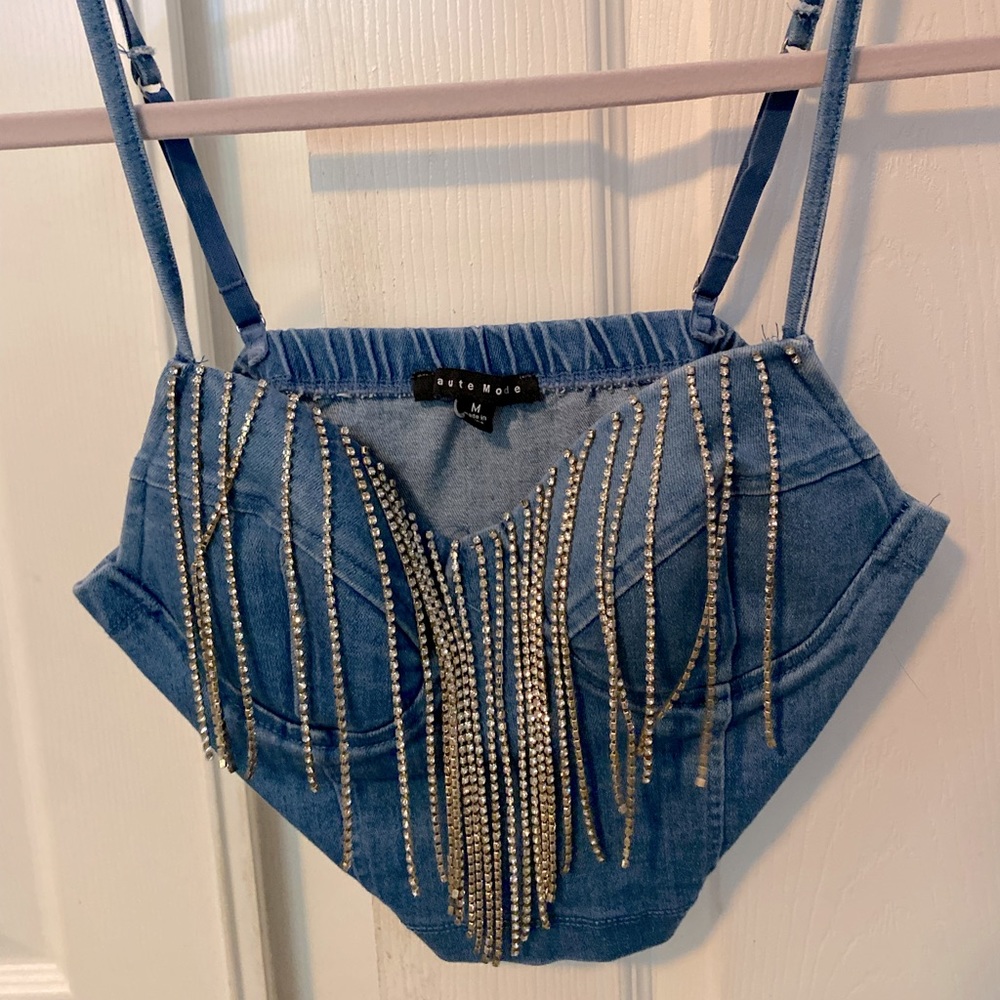Diamond fringe top